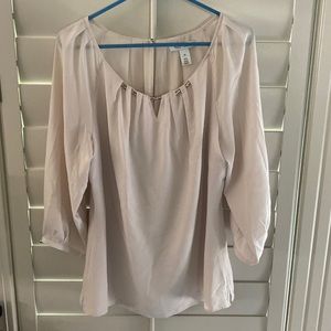 White House Black Market ivory silk blouse